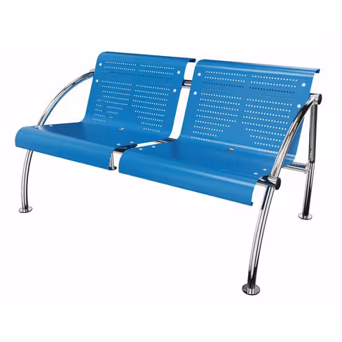 Banquette 2 places avec accoudoirs Crick - métal - piétement chrome - avec accoudoirs d'extrémité