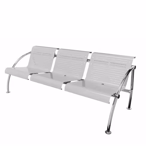 Banquette 3 places avec accoudoirs Crick - métal - piétement chrome - avec accoudoirs d'extrémité