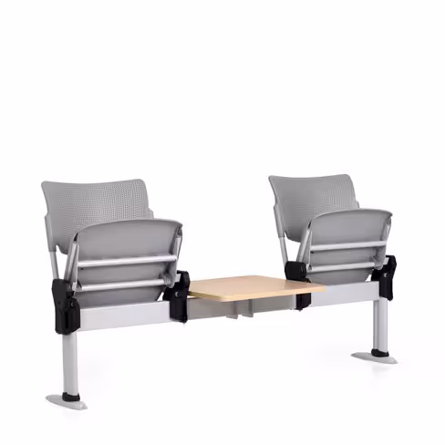 Siège sur poutre 2 places avec assise relevable Watt - polypropylène - avec 1 tablette - à fixer au sol