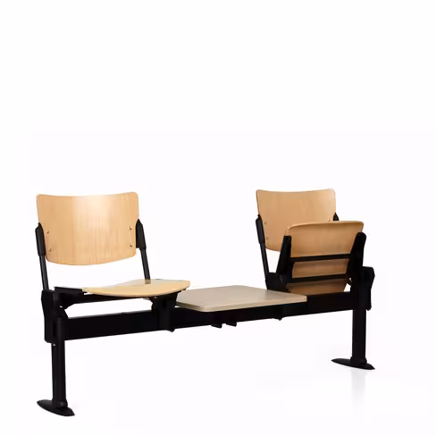 Siège sur poutre 2 places avec assise relevable Watt - bois - avec 1 tablette - à fixer au sol