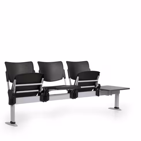 Siège sur poutre 3 places avec assise relevable Watt - polypropylène - avec 1 tablette - à fixer au sol