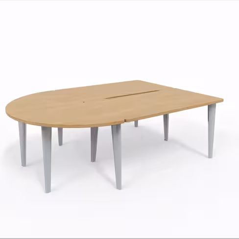 Ensemble 2 bureaux droits Evidence - l. 140 x pr. 80 cm + convivialité demi-lune latérale