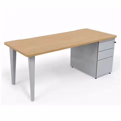 Bureau droit Evidence - l. 180 x pr. 80 cm + caisson porteur