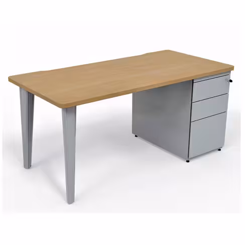 Bureau droit Evidence - l. 160 x pr. 80 cm + caisson porteur