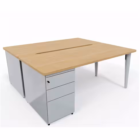 Ensemble 2 bureaux droits Evidence - l. 180 x pr. 80 cm + 2 caissons porteurs face à face