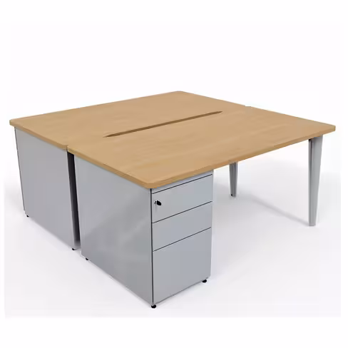 Ensemble 2 bureaux droits Evidence - l. 160 x pr. 80 cm + 2 caissons porteurs face à face