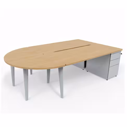 Ensemble 2 bureaux droits Evidence - l. 180 x pr. 80 cm + 2 caissons porteurs face à face + convivialité demi-lune