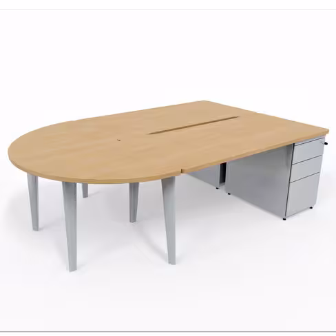 Ensemble 2 bureaux droits Evidence - l. 160 x pr. 80 cm + 2 caissons porteurs face à face + convivialité demi-lune