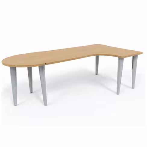 Bureau compact 90° asymétrique Evidence - l. 180 x l. 120 x pr. 80-60 cm + convivialité demi-lune latérale