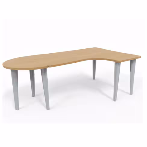 Bureau compact 90° asymétrique Evidence - l. 160 x l. 120 x pr. 80-60 cm + convivialité demi-lune latérale