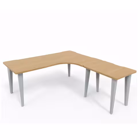 Bureau compact 90° asymétrique Evidence - l. 180 x l. 120 x pr. 80-60 cm + retour l. 80 x pr. 60 cm