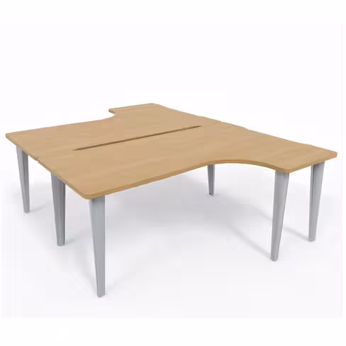 Ensemble 2 bureaux compact 90° asymétriques Evidence - l. 180 x l. 120 x pr. 80-60 cm
