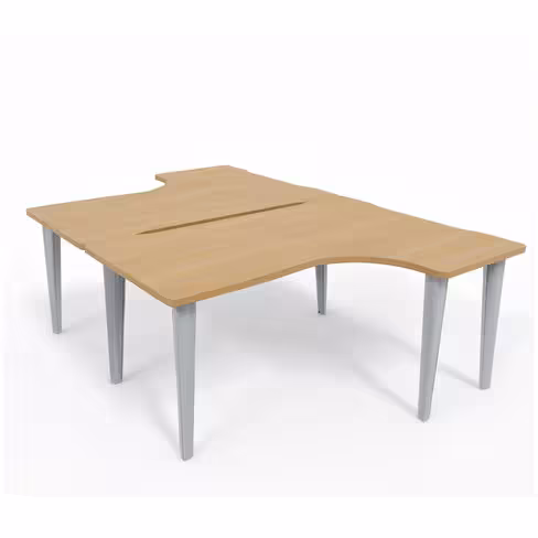 Ensemble 2 bureaux compact 90° asymétriques Evidence - l. 160 x l. 120 x pr. 80-60 cm