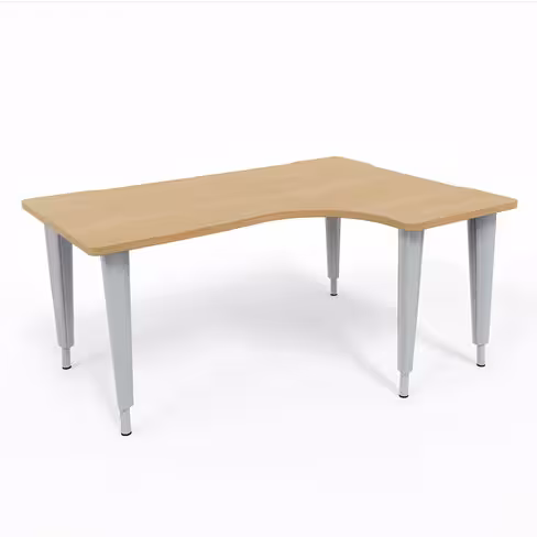 Bureau compact 90° asymétrique Evidence - l. 160 x l. 120 x pr. 80-60 cm - piétement réglable en hauteur