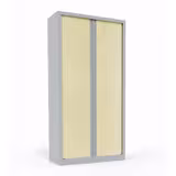 Vestiaire métallique Evidence - h. 198 x l. 100 cm - façade décor bois - fermeture rideaux