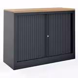 Armoire hauteur bureau métallique Evidence - l. 80 cm - 1 tablette - unicolore - fermeture rideaux