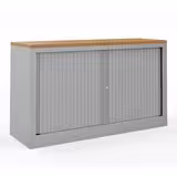 Armoire hauteur bureau métallique Evidence - l. 120 cm - 1 tablette - façade unicolore - fermeture rideaux