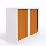 Armoire métallique Evidence - h. 100 x l. 120 cm - 2 tablettes - façade décor bois - ferm. rideaux - délai court