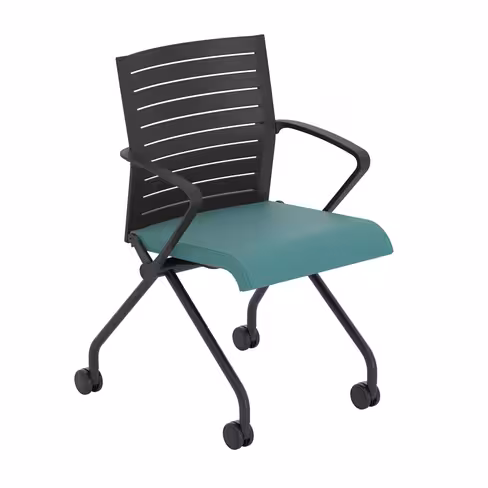 Fauteuil pliant Please - assise textile enduit - dossier polypropylène - piétement sur roulettes