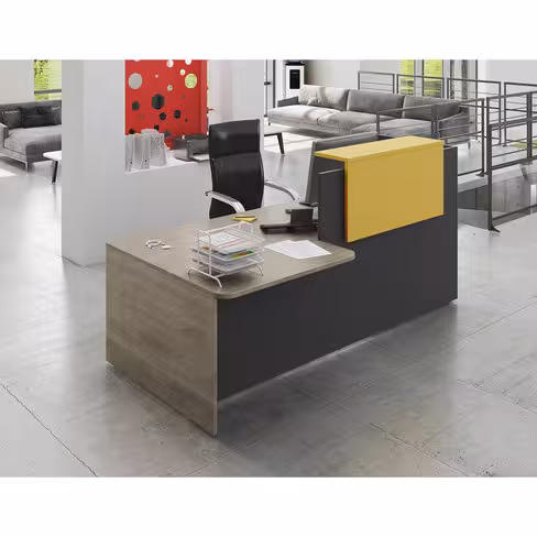 Banque d'accueil droite Ola - l. 242,5 x pr. 115 cm - avec comptoir bas PMR