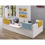 Banque d'accueil en U Ola - l. 345 x pr. 197,5 cm - avec comptoir bas PMR