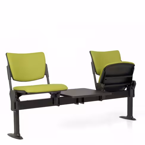 Siège sur poutre 2 places avec assise relevable Watt - textile enduit - avec 1 tablette - à fixer au sol