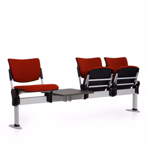 Siège sur poutre 3 places avec assise relevable Watt - tissu - avec 1 tablette - à fixer au sol