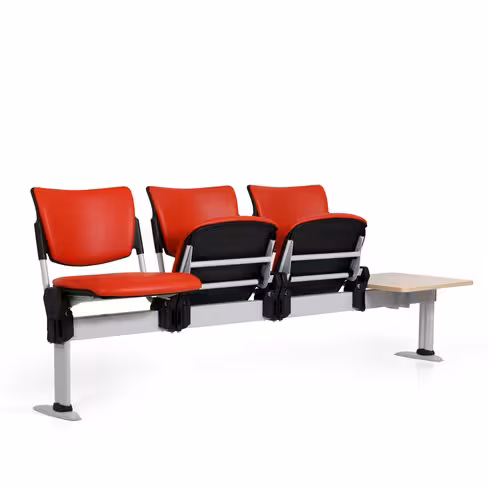 Siège sur poutre 3 places avec assise relevable Watt - textile enduit - avec 1 tablette - à fixer au sol