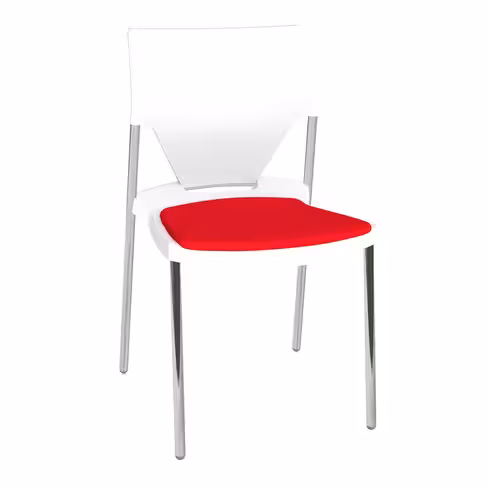 Chaise 4 pieds Ioko - polypropylène - placet d'assise tissu - piétement chrome - empilable - lot de 4