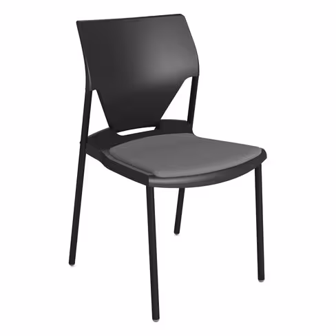 Chaise 4 pieds Ioko - polypropylène - placet d'assise tissu - piétement époxy - empilable - accrochable - lot de 4