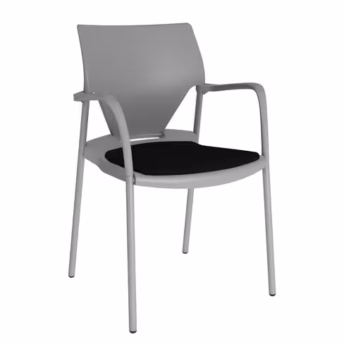 Fauteuil 4 pieds Ioko - polypropylène - placet d'assise tissu - piétement époxy - empilable