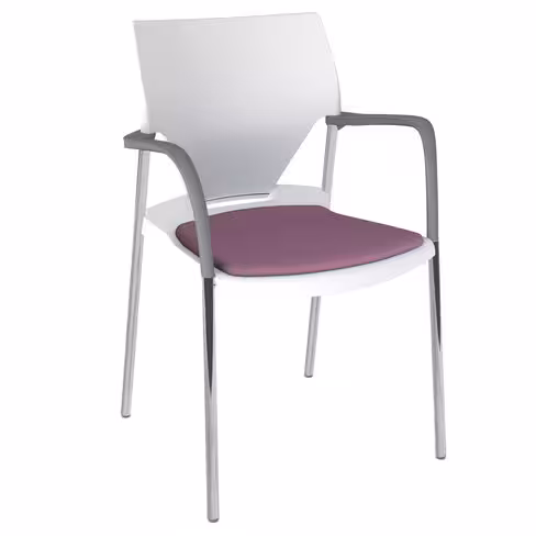 Fauteuil 4 pieds Ioko - polypropylène - placet d'assise textile enduit - piétement chrome - empilable