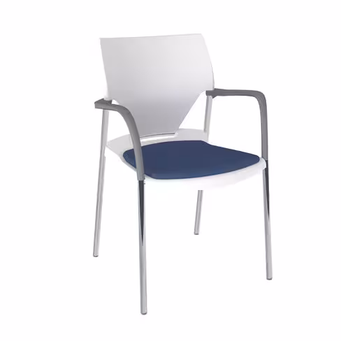 Fauteuil 4 pieds Ioko - polypropylène - placet d'assise textile enduit - piétement chrome - empilable et accrochable