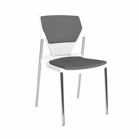 Chaise 4 pieds Ioko - polypropylène - placet d'assise et de dossier tissu - piétement chrome - empilable - lot de 4