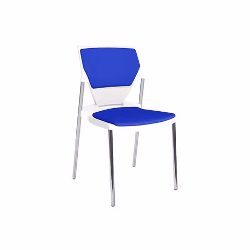 Chaise 4 pieds Ioko - polypropylène - placet d'assise et dossier tissu - pieds chrome - empil. et accro. - lot de 4