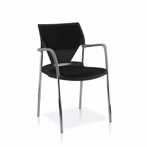 Fauteuil 4 pieds Ioko - polypropylène - placet d'assise et de dossier tissu - piétement chrome - empilable