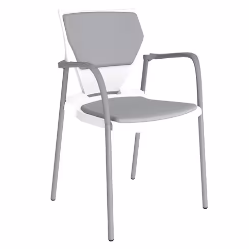 Fauteuil 4 pieds Ioko - polypropylène - placet assise et dossier textile enduit - piét. époxy - empilable accrochable