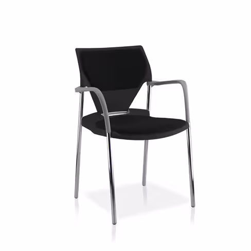 Fauteuil 4 pieds Ioko - polypropylène - placet assise et dossier tissu - piétement chrome - empilable et accrochable