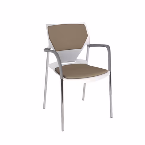 Fauteuil 4 pieds Ioko - polypropylène - placet assise et dossier textile enduit - piét. chrome empilable accrochable