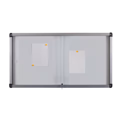 Vitrine d'intérieur murale - portes coulissantes en verre trempé - fond tôle laquée 24 A4