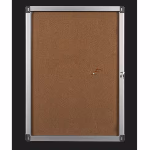 Vitrine d'intérieur murale - porte battante en verre trempé - fond liège 8 A4