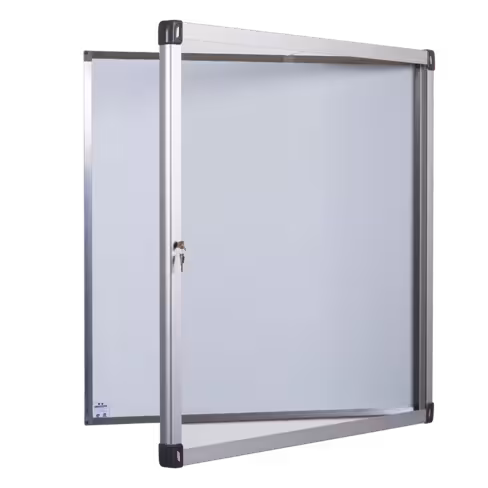 Vitrine d'intérieur murale - porte battante en verre trempé - fond tôle laquée 4 A4