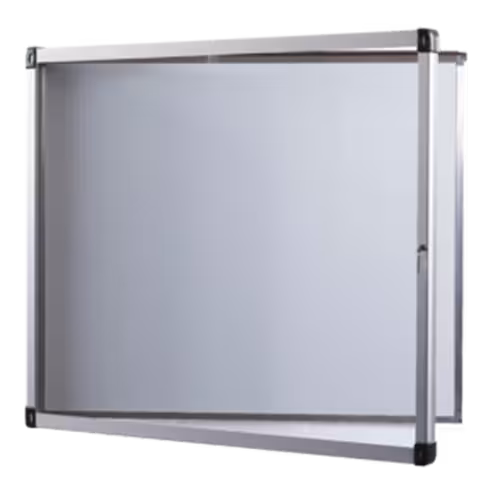 Vitrine d'extérieur murale - porte battante en verre trempé - fond tôle laquée 15 A4