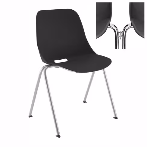 Chaise 4 pieds Bakea - polypropylène - piétement époxy - empilable et accrochable - lot de 4