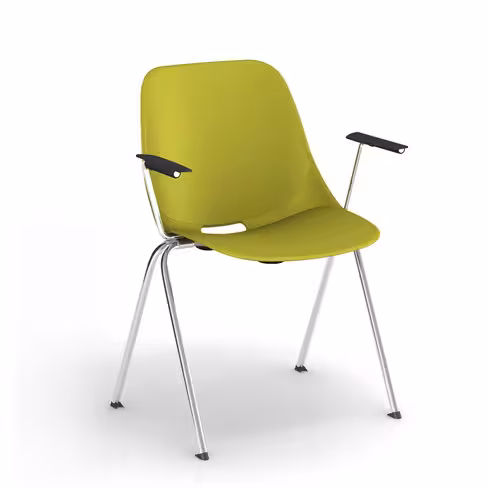 Fauteuil 4 pieds Bakea - polypropylène - piétement chrome - empilable - lot de 4