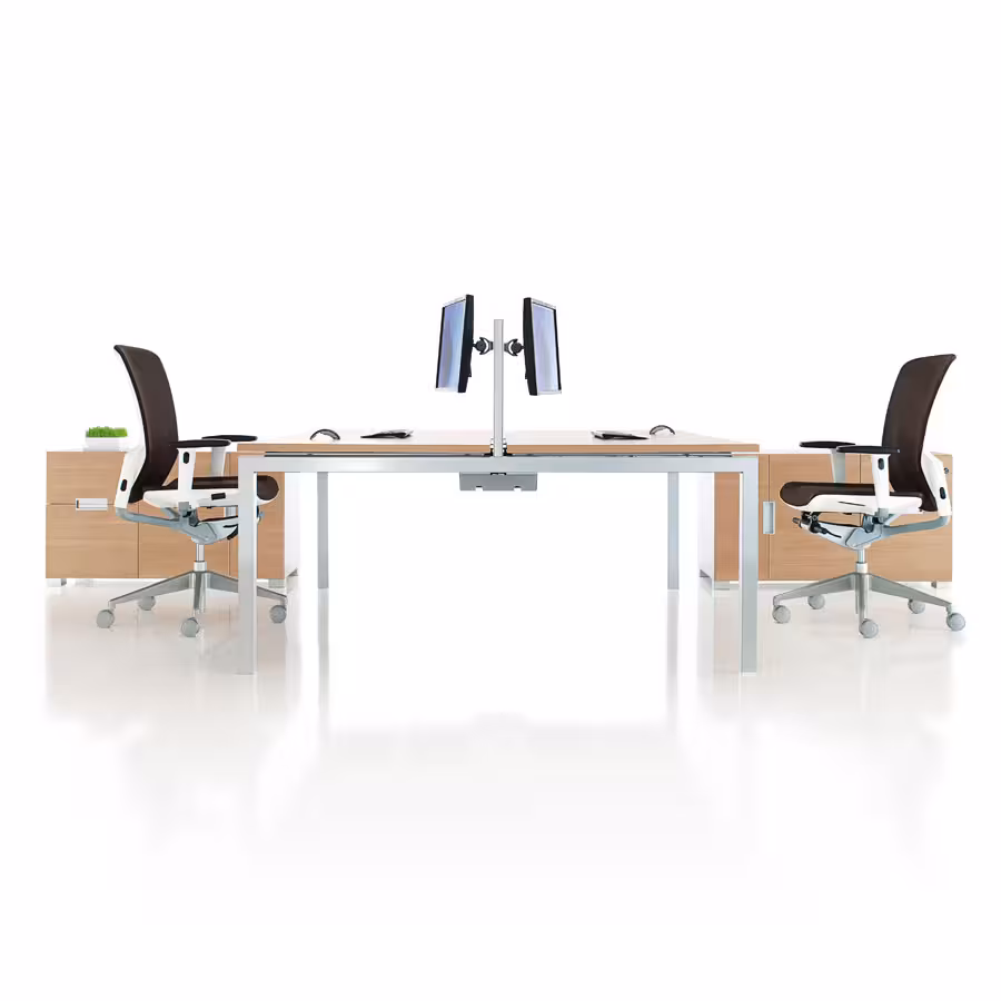 Fauteuil de bureau E6 - assise résille Rythm et dossier résille Knit - piétement aluminium poli - avec appui-tête -