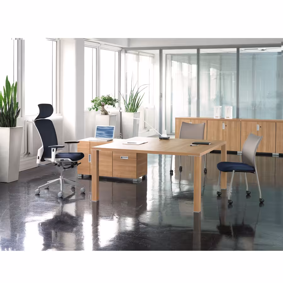 Fauteuil de bureau E6 - assise résille Rythm et dossier résille Knit - piétement aluminium poli - avec prestation