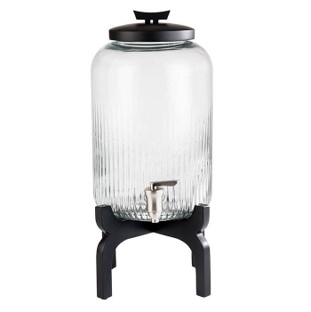 Fontaine à boisson Asia 7 litres - en verre et en bois