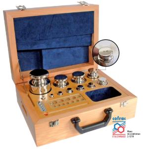 Poids set E2 1g - 500 g bt bois avec certificat