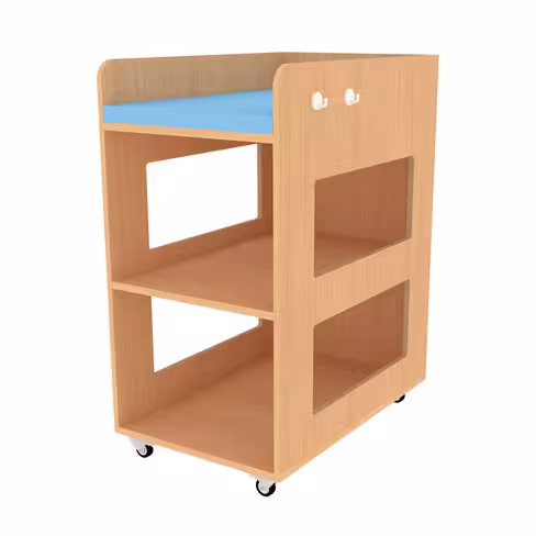 Table à langer mobile avec étagères de rangements matelas à langer en option